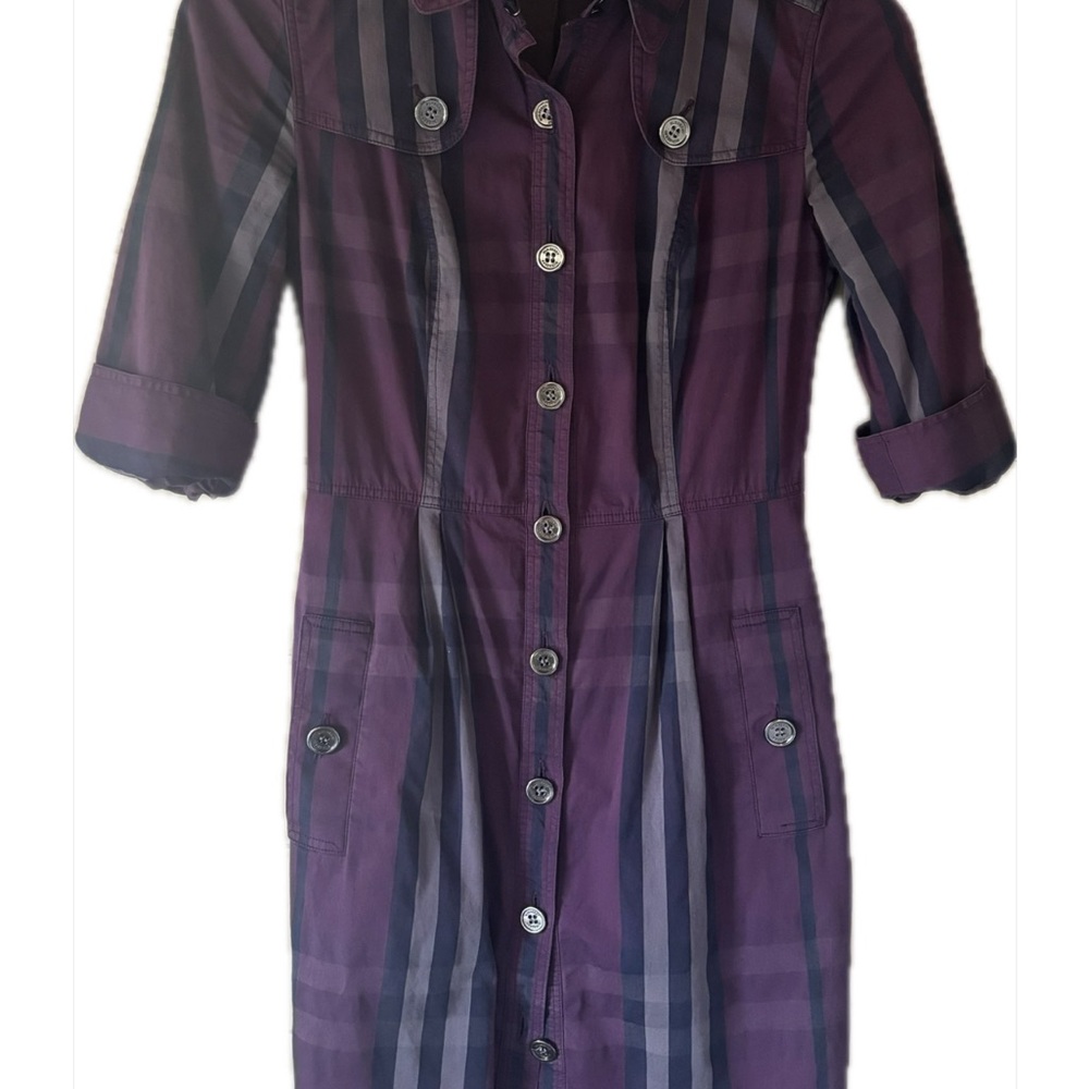 Burberry London Purple Plaid Midi Size 2